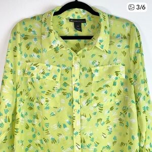 Lane Bryant neon printed long sleeve blouse